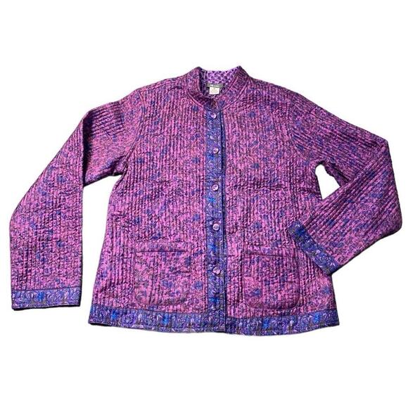 Anu Floral Quilted Silk Jacket - M - Picture 1 of 4